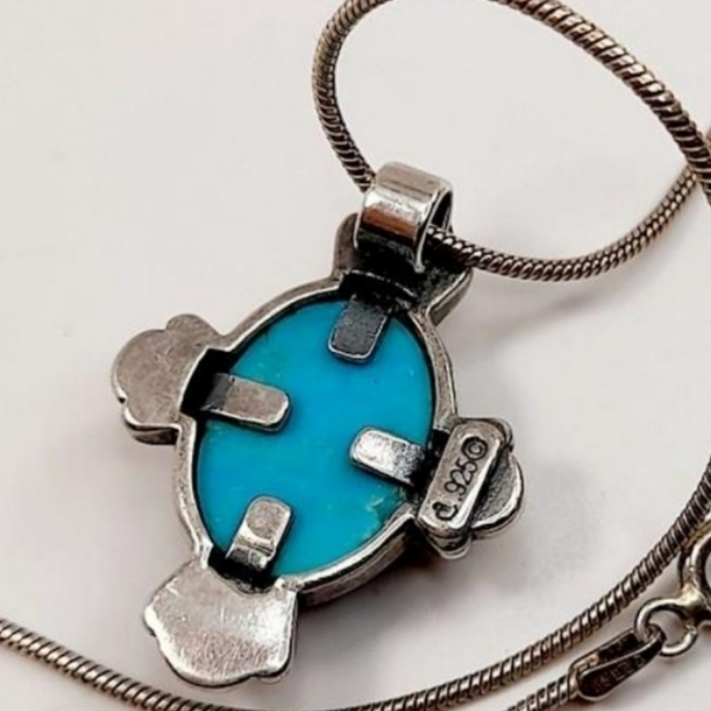 VINTAGE 925 CAROLYN POLLACK RELIOS TURQUOISE PENDANT - Picture 5 of 5